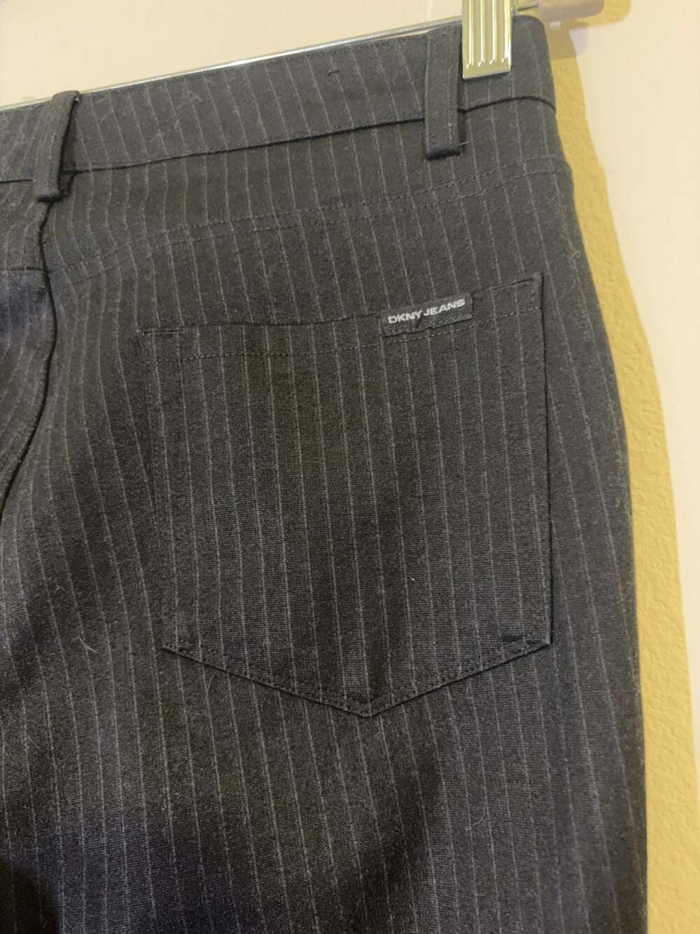 DKNY Jeans Black Pinstripe Straight Leg Trouser Pants - Picture 9 of 12